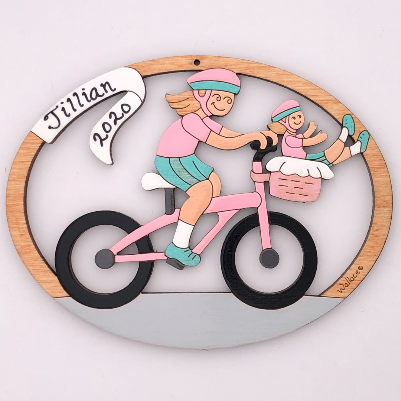 Girl Bike With Doll Ornament - Click Image to Close